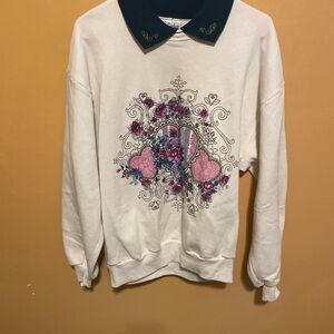Gopher Sport Floral Sweatshirt with Teal Collar